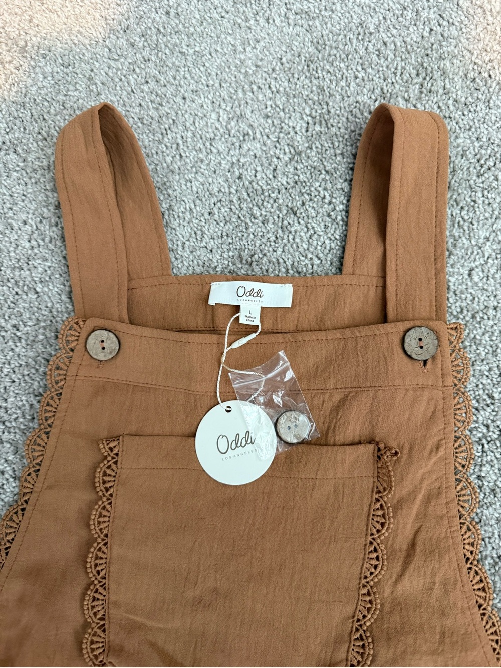 Oddi Wide-Leg Tiered Overalls Jumpsuit in Brown - Picture 5 of 9